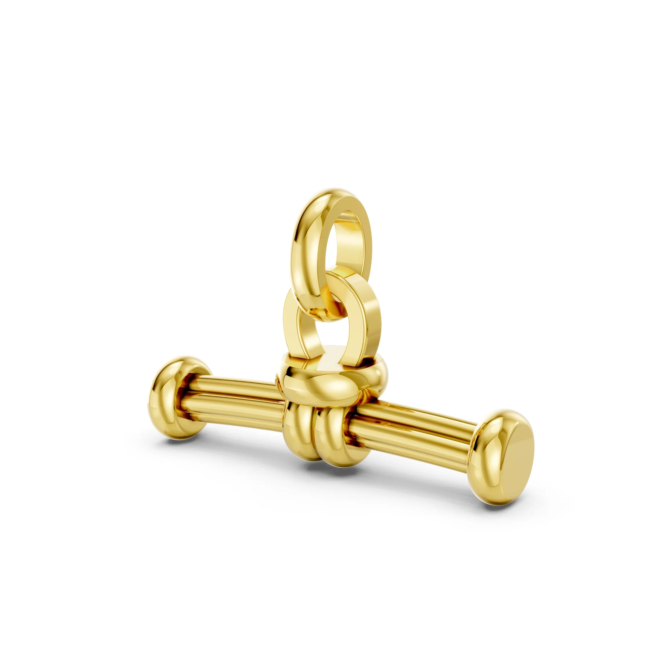 Ridged T-bar pendant necklace with rounded end caps and interlocking links.