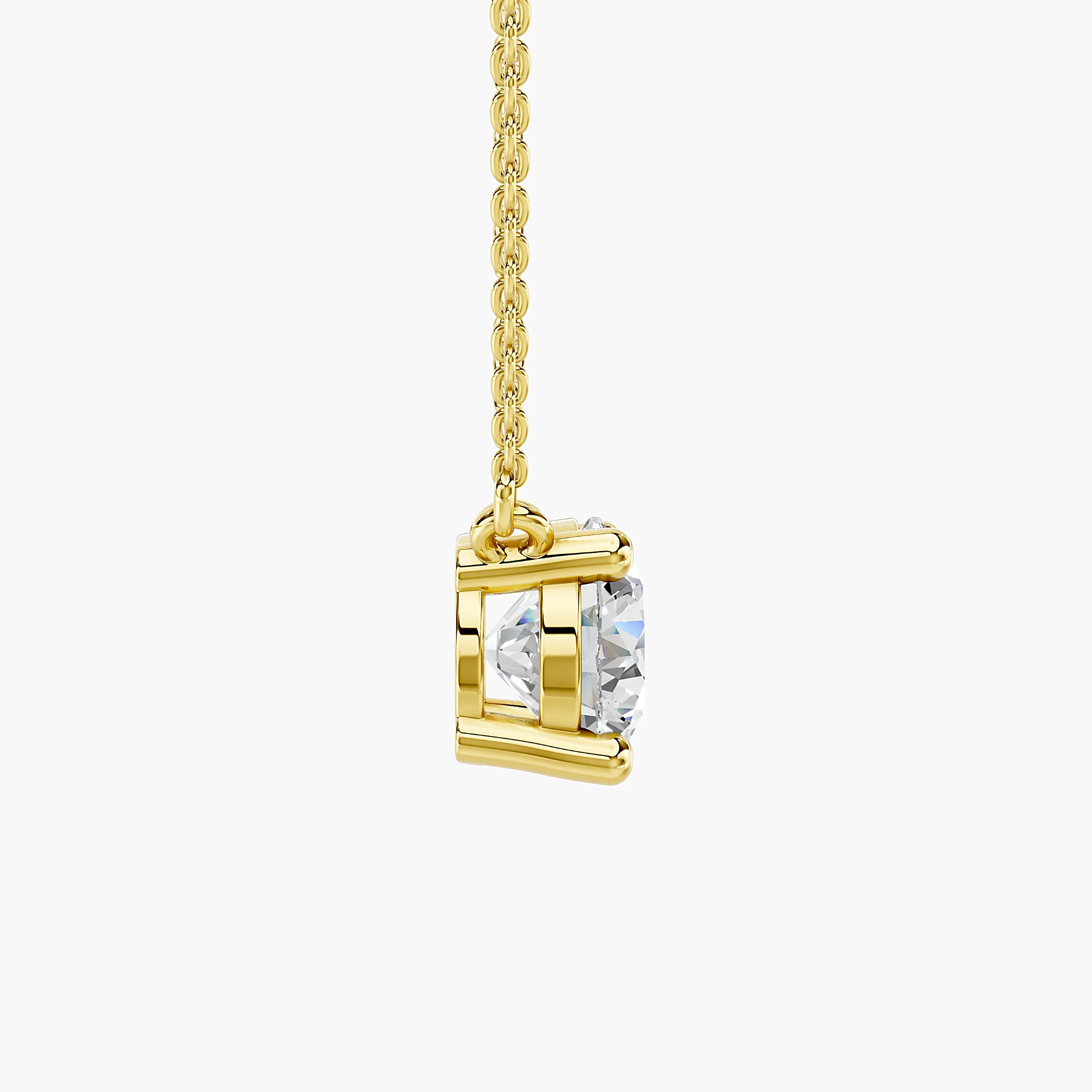 Floating 1.00-carat round diamond necklace with a four-prong open basket setting.